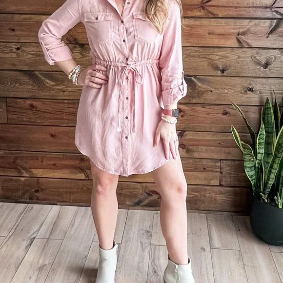 THE JESSIE PINK DENIM DRESS - Picture 2 of 11